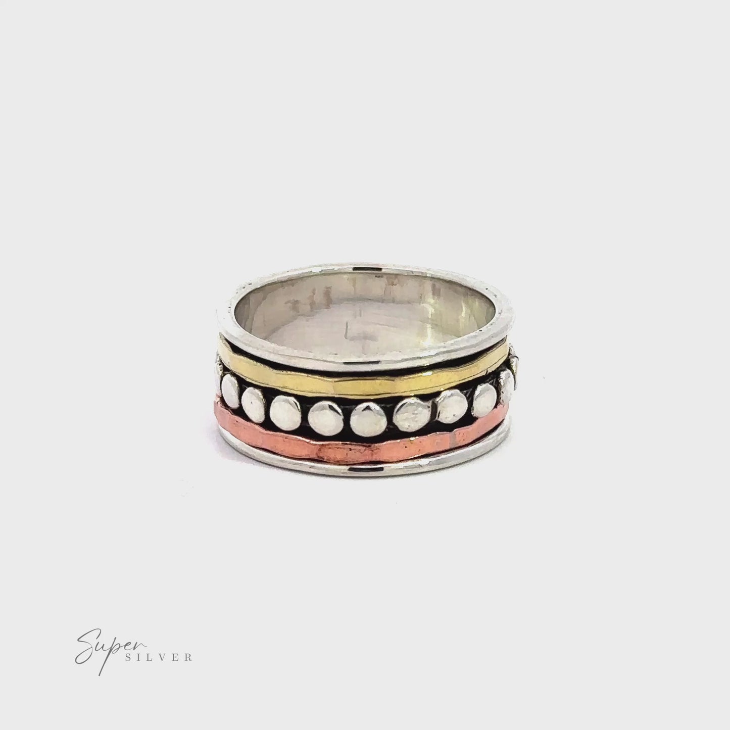 
                  
                    Load and play video in Gallery viewer, Tricolor Handmade Spinner Ring with Dots
                  
                