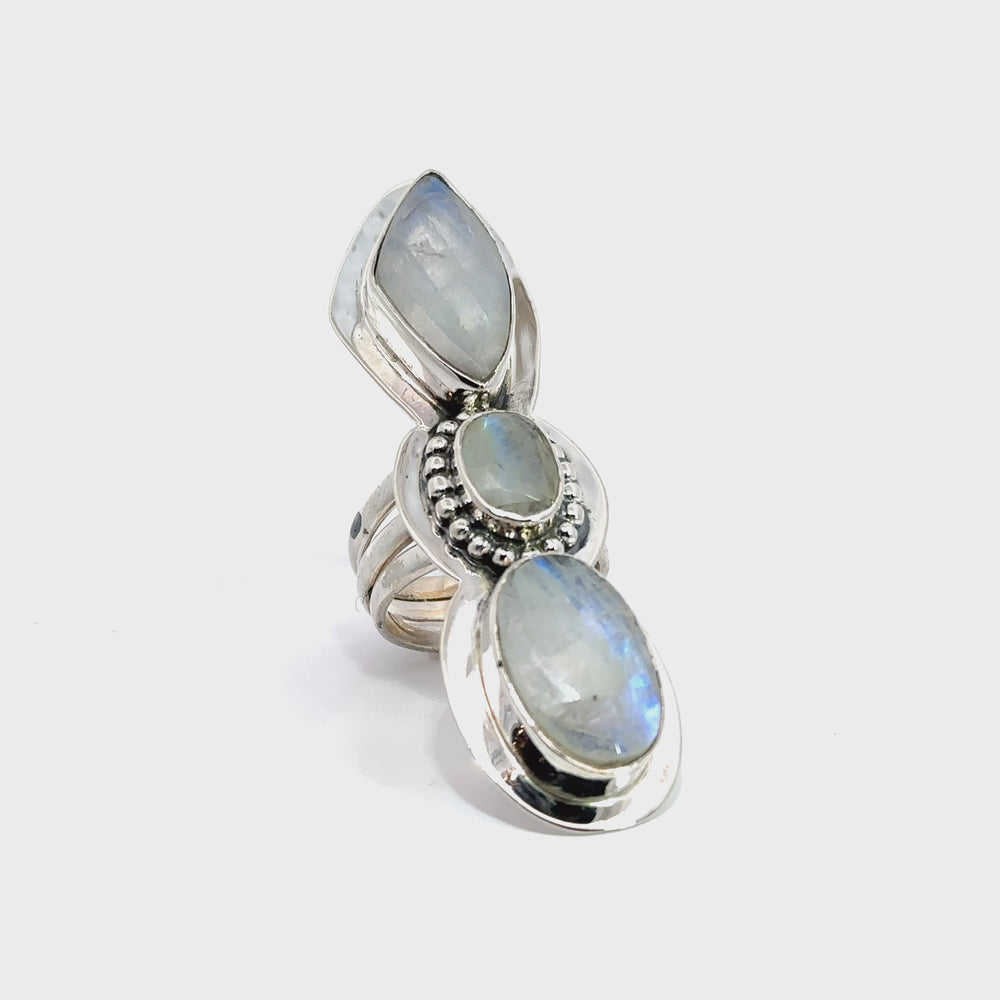 
                  
                    Load and play video in Gallery viewer, Statement Faceted Moonstone Rings
                  
                