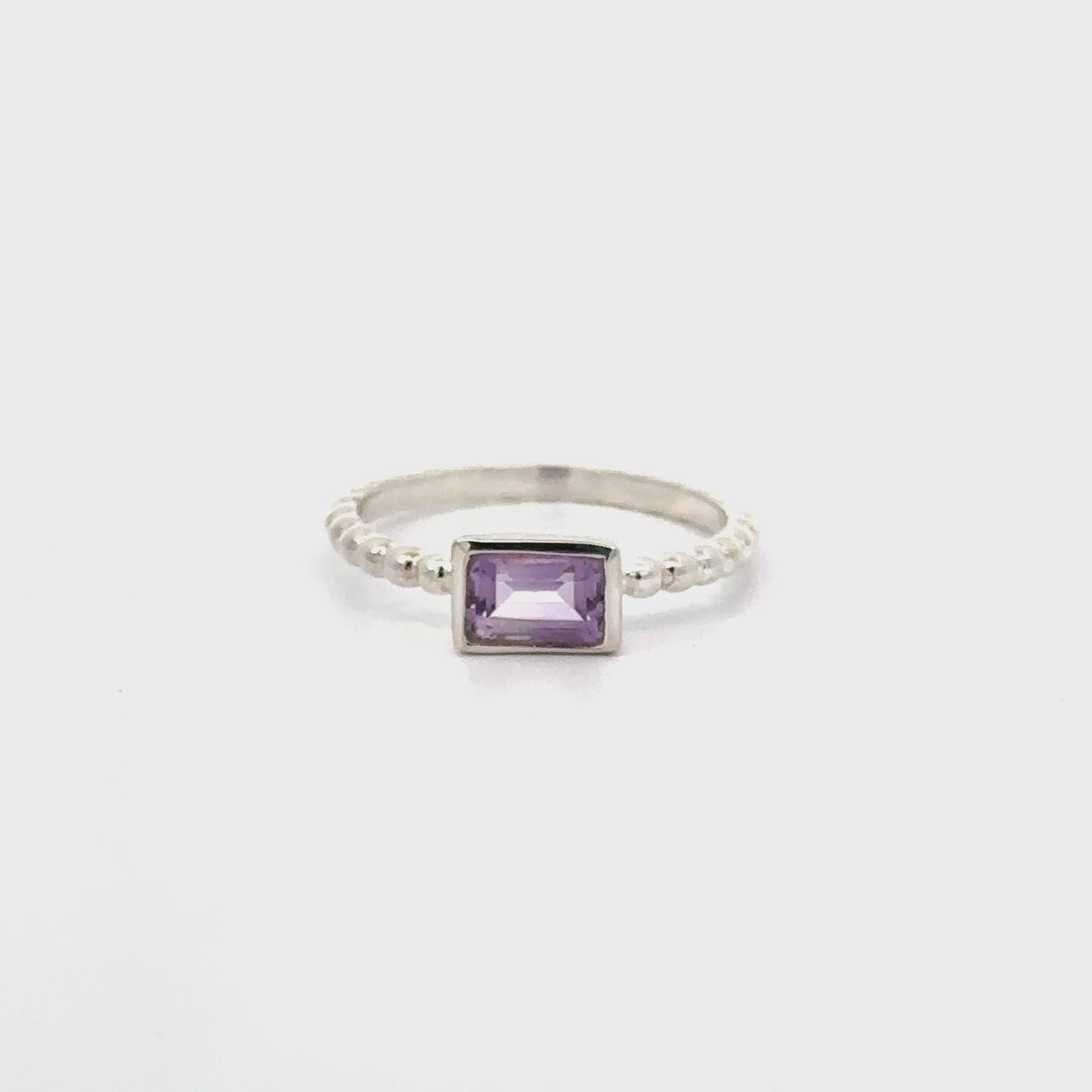 
                  
                    Load and play video in Gallery viewer, Rectangular Gemstone Ring with Beaded Band
                  
                