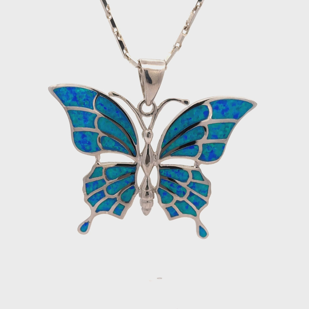 
                  
                    Load and play video in Gallery viewer, Statement Lab-Created Opal Butterfly Pendant
                  
                