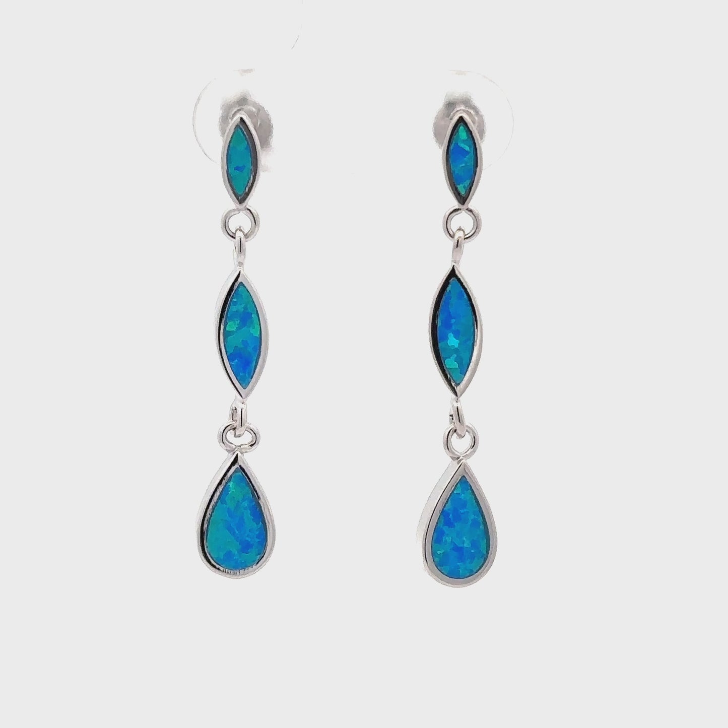 
                  
                    Load and play video in Gallery viewer, Elegant Lab-Created Opal Earrings
                  
                