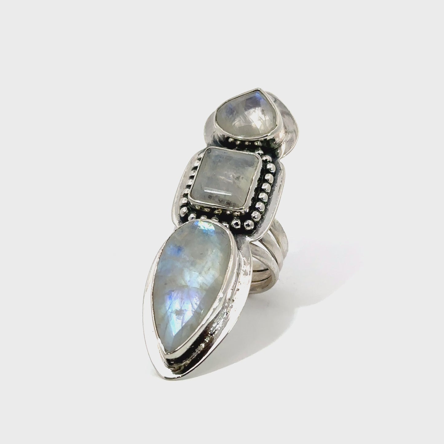 
                  
                    Load and play video in Gallery viewer, Statement Faceted Moonstone Rings
                  
                