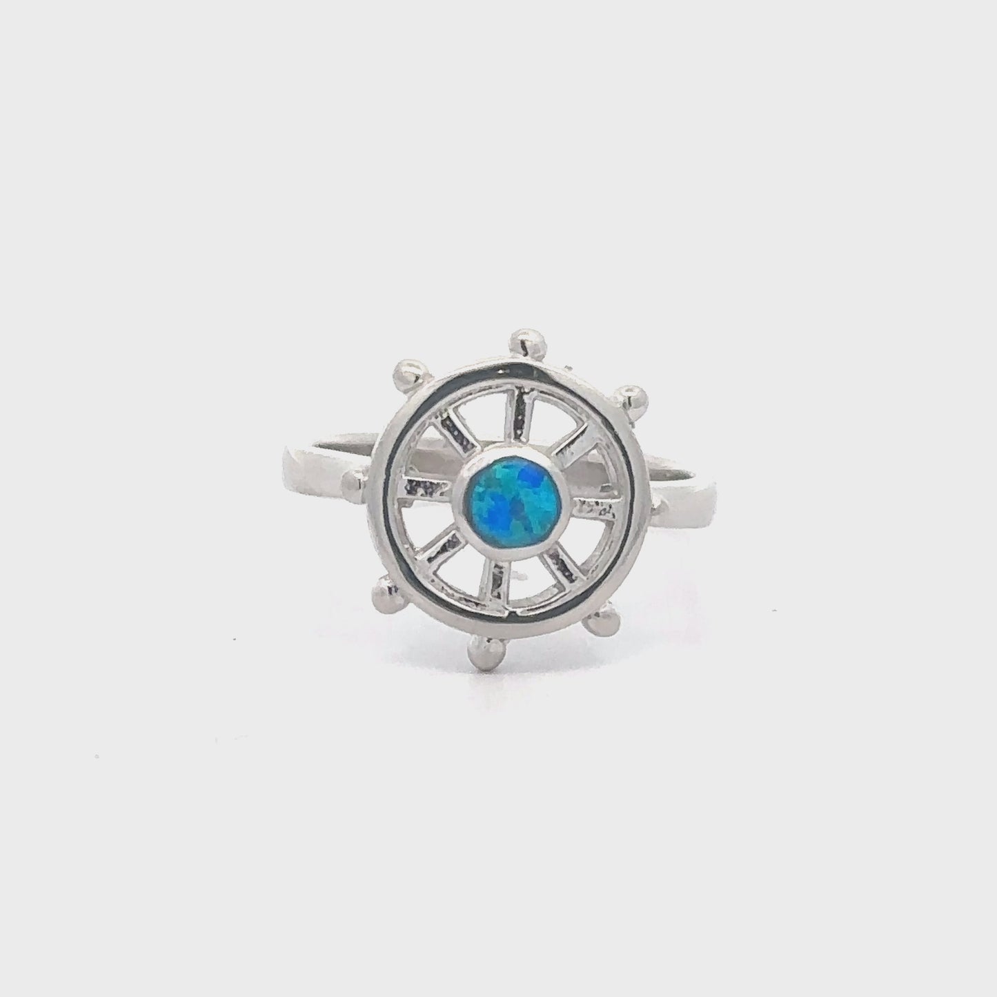 
                  
                    Load and play video in Gallery viewer, Ship Wheel Ring With Lab Opal
                  
                