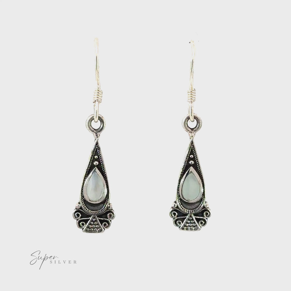 
                  
                    Load and play video in Gallery viewer, Bali Inspired Teardrop Shaped Earrings With Inlay Stones
                  
                