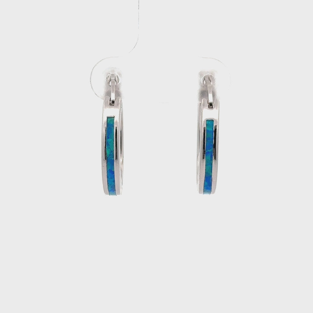 
                  
                    Load and play video in Gallery viewer, Blue Lab-Created Opal Hoop Earrings
                  
                