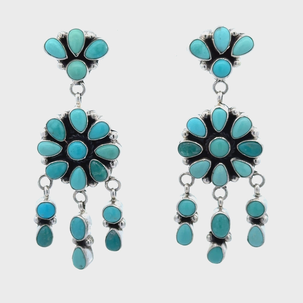 
                  
                    Load and play video in Gallery viewer, Native American Turquoise Flower Earrings
                  
                