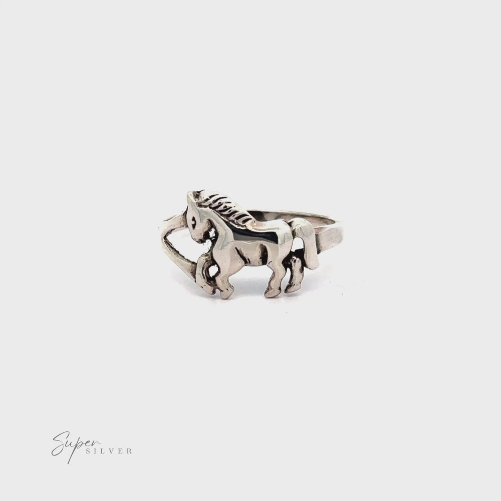 
                  
                    Load and play video in Gallery viewer, Sterling Silver Horse Ring
                  
                