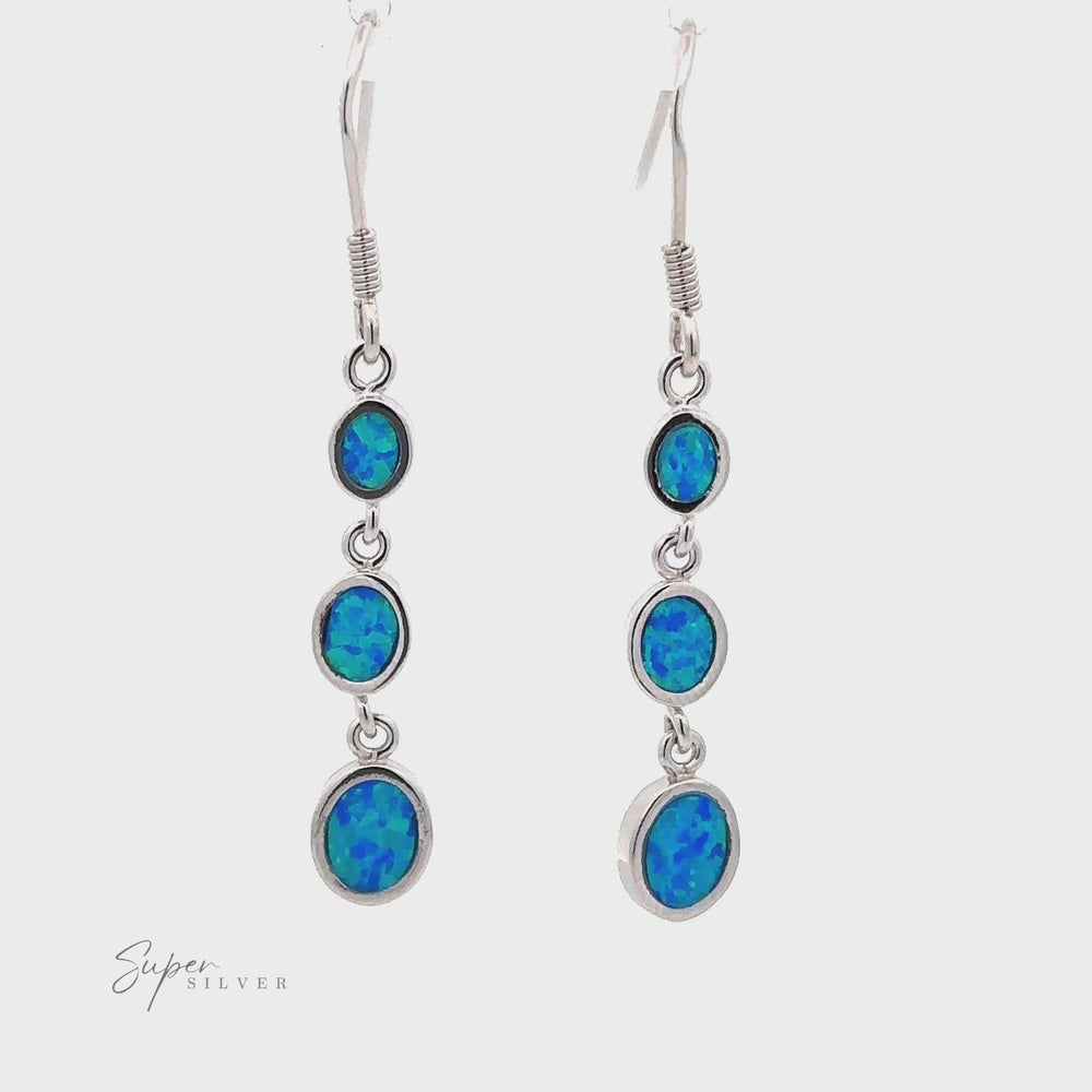 
                  
                    Load and play video in Gallery viewer, Long Oval Blue Lab-Created Opal Earrings
                  
                