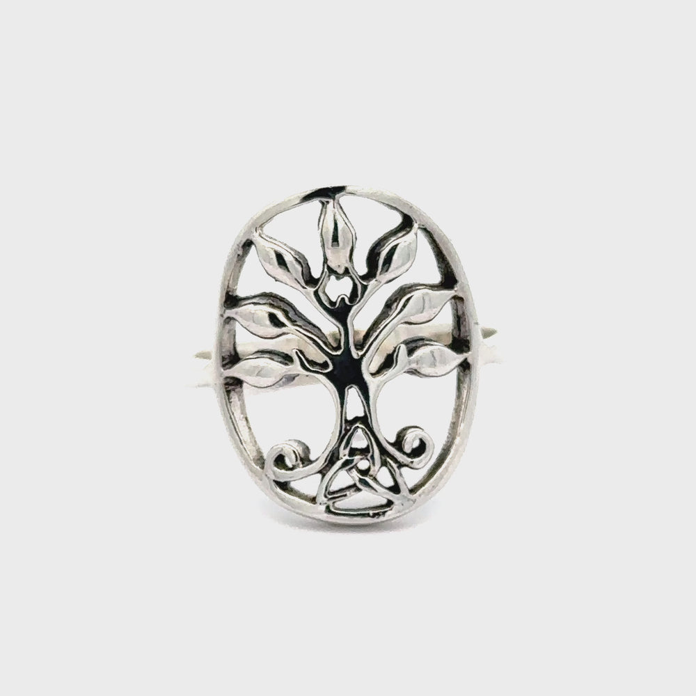 
                  
                    Load and play video in Gallery viewer, Tree of Life Ring With Celtic Trinity Knot
                  
                