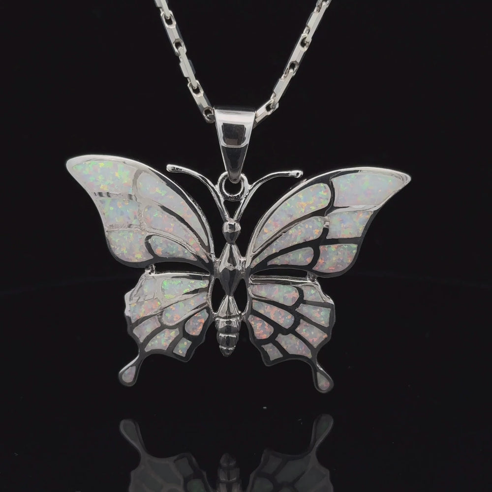 
                  
                    Load and play video in Gallery viewer, Statement Lab-Created Opal Butterfly Pendant
                  
                