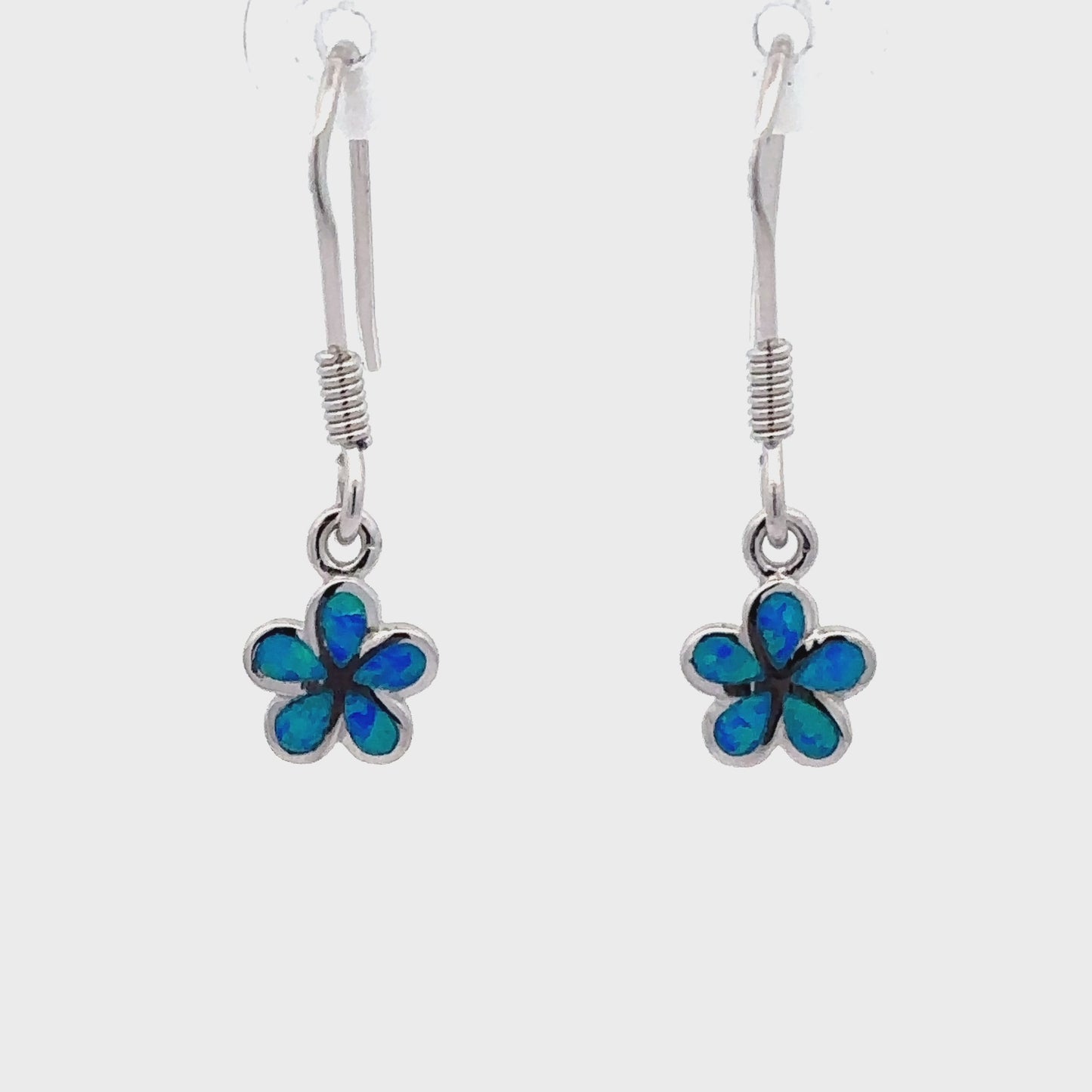 
                  
                    Charger et lire la vidéo dans la visionneuse de la galerie, Small Plumeria Flower Lab-Created Opal Earrings
                  
                