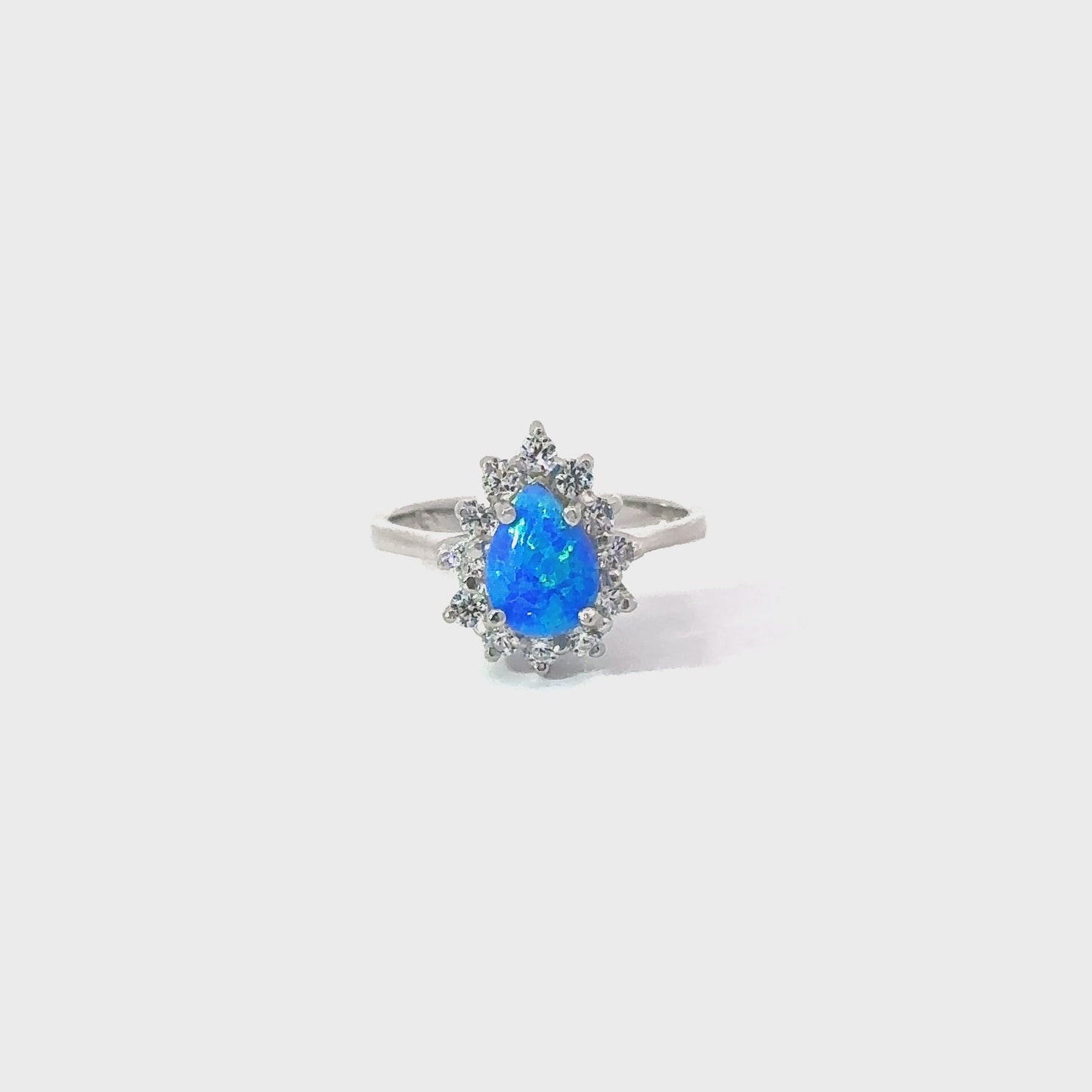 
                  
                    Load and play video in Gallery viewer, Opal Teardrop Ring with Cubic Zirconias
                  
                