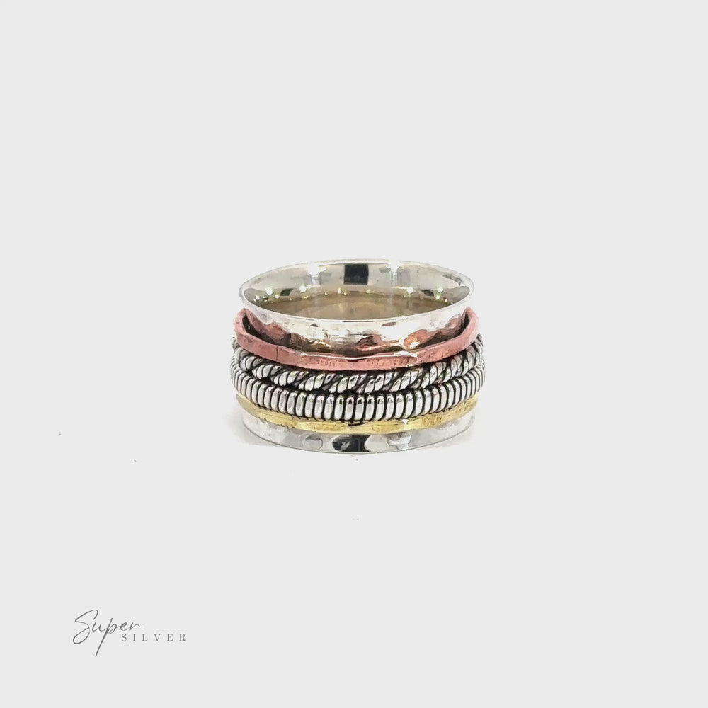 
                  
                    Load and play video in Gallery viewer, Handmade Spinner Ring with Two Rope Styled Bands
                  
                
