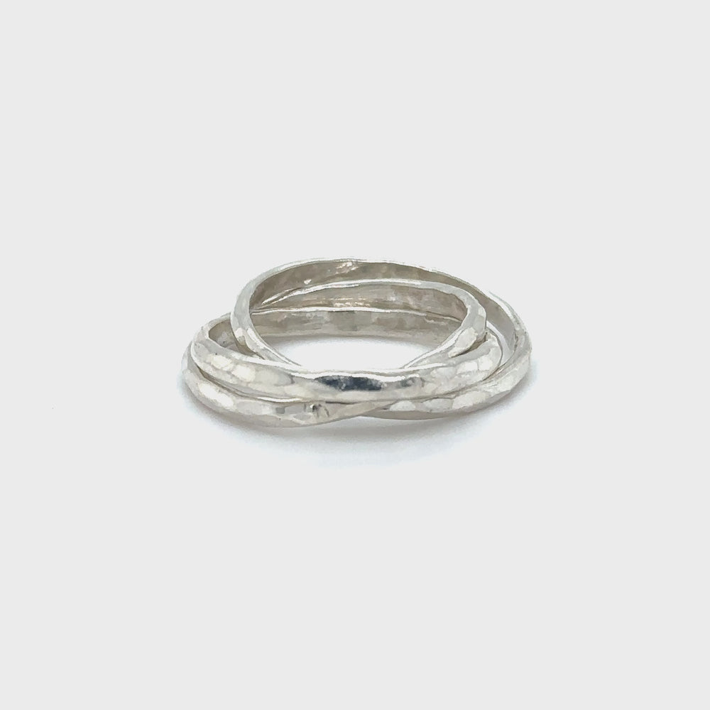 
                  
                    Load and play video in Gallery viewer, 2mm Hammered Triple Rolling Ring
                  
                