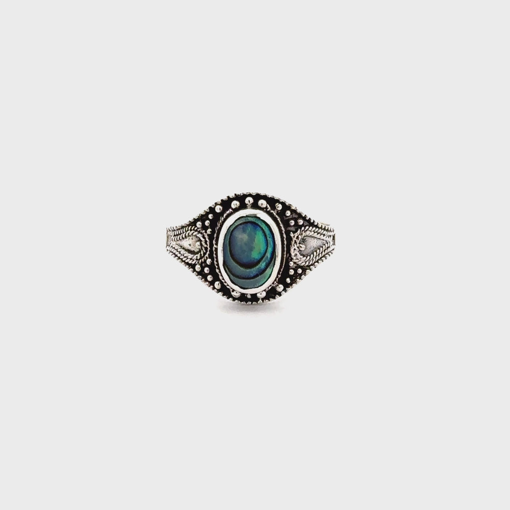 
                  
                    Load and play video in Gallery viewer, Vintage Style Oval Shield Ring with Inlaid Stones
                  
                