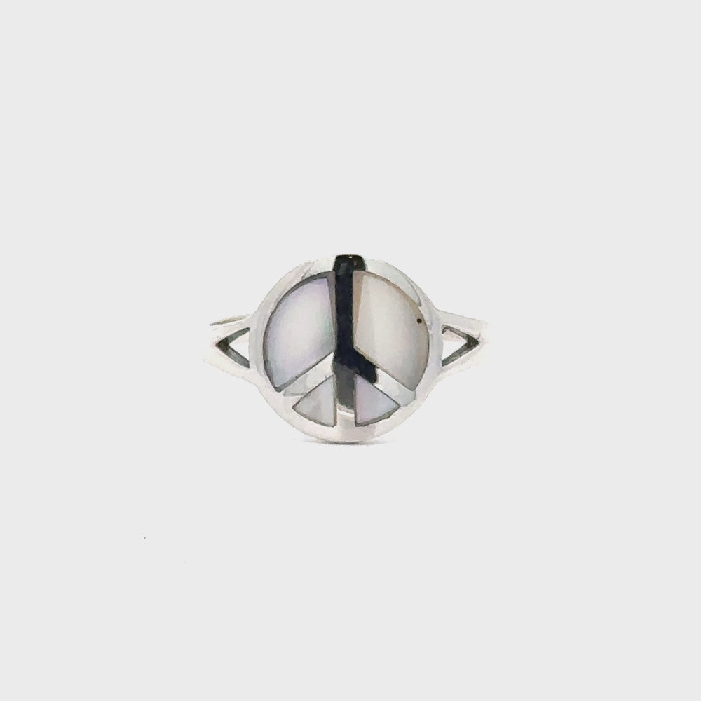 
                  
                    Load and play video in Gallery viewer, Stone Inlay Peace Sign Ring
                  
                