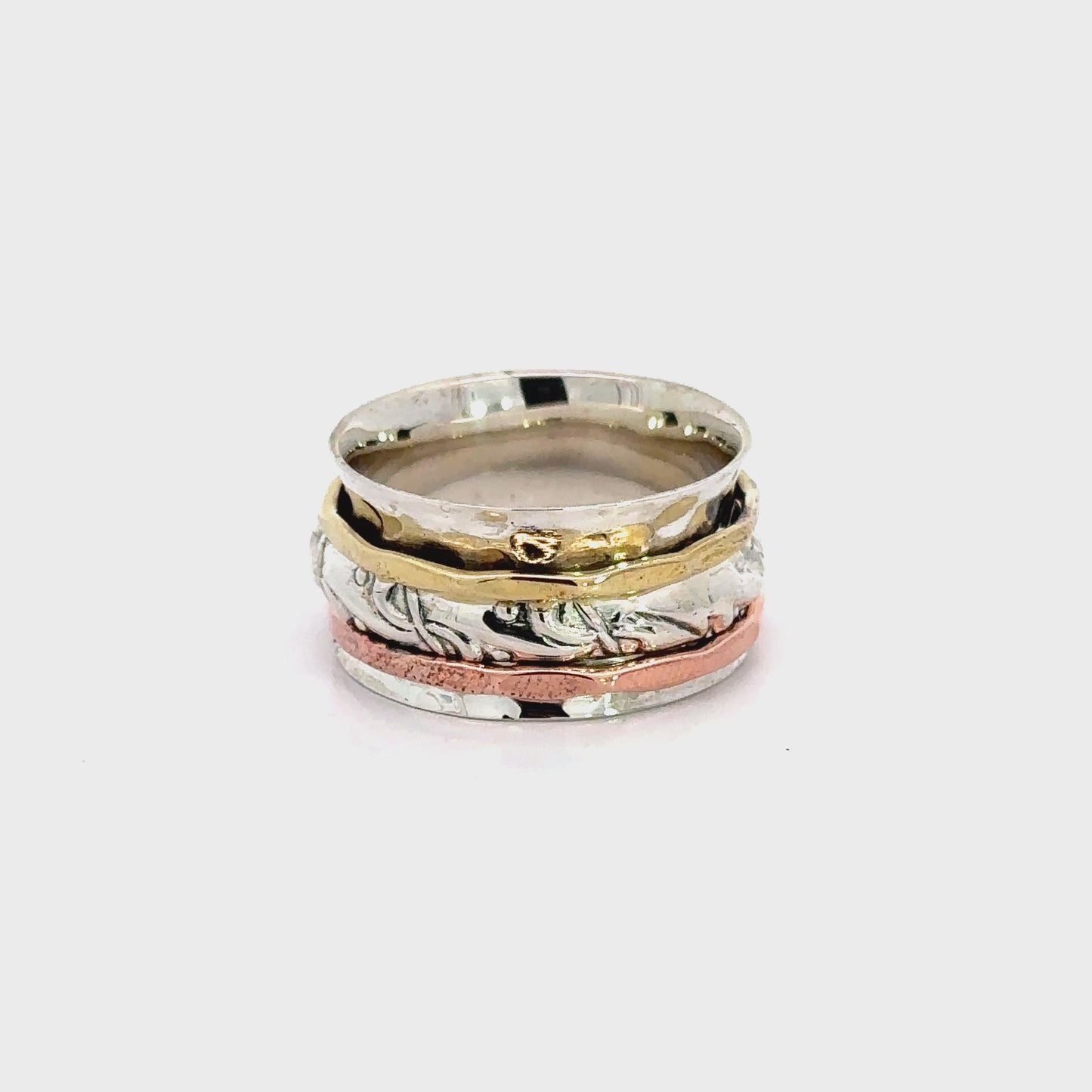 
                  
                    Load and play video in Gallery viewer, Handmade Spinner Ring with a Filigree Pattern Band
                  
                