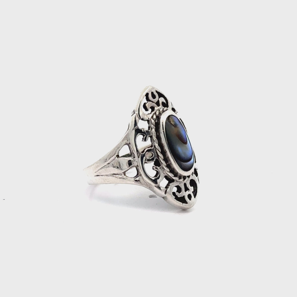 
                  
                    Load and play video in Gallery viewer, Marquise Filigree Inlay Stone Ring
                  
                