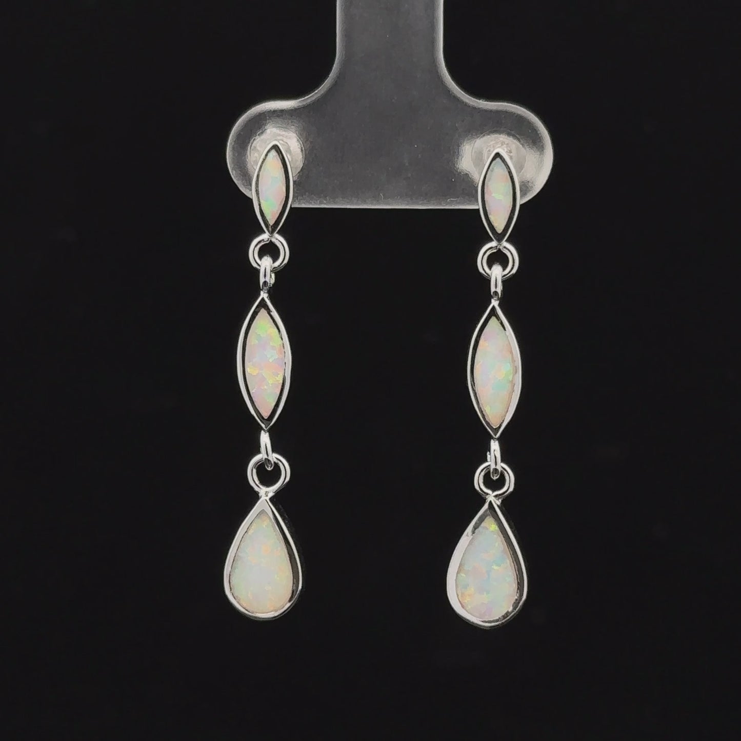 
                  
                    Charger et lire la vidéo dans la visionneuse de la galerie, Elegant Lab-Created Opal Earrings
                  
                