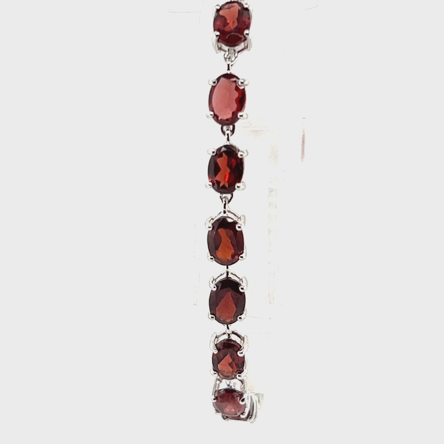 
                  
                    Load and play video in Gallery viewer, Pronged Garnet Bracelet With Rhodium Finish
                  
                