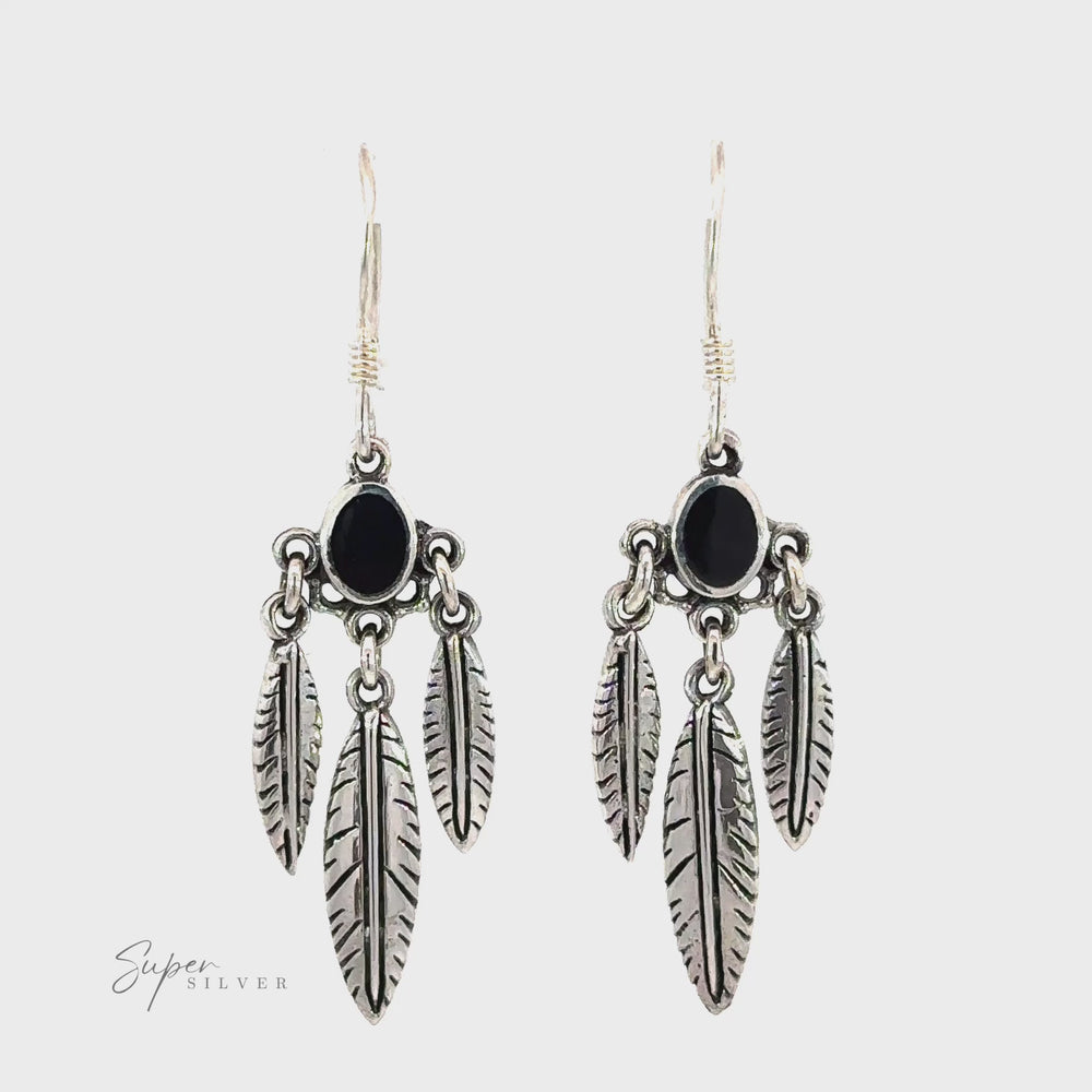
                  
                    Load and play video in Gallery viewer, Western Inspired Earrings With Feather Dangles and Inlay Stones
                  
                
