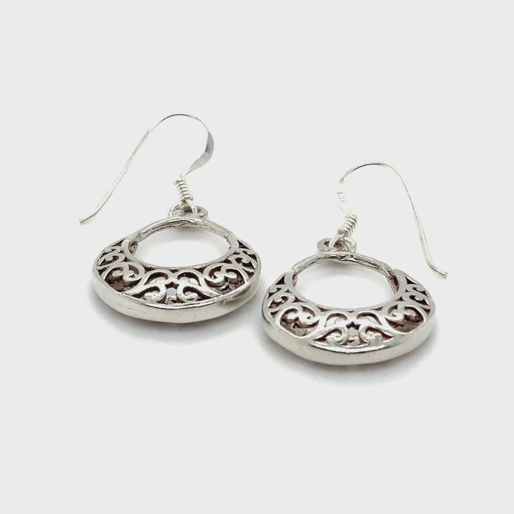 
                  
                    Load and play video in Gallery viewer, Open Filigree Drop Earrings
                  
                