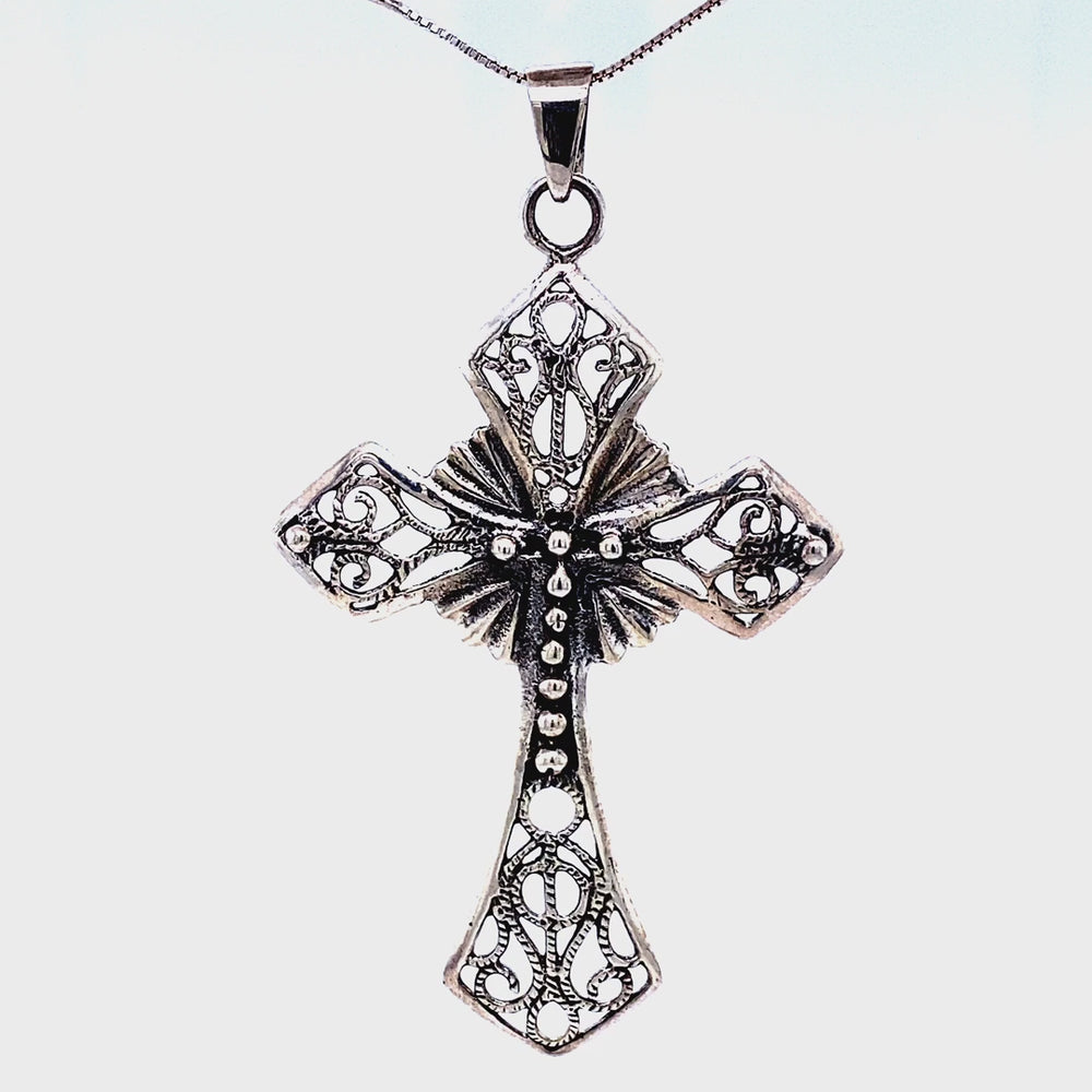 Cross Ornately Carved Wood Pendant Necklace – Davidson Workshop