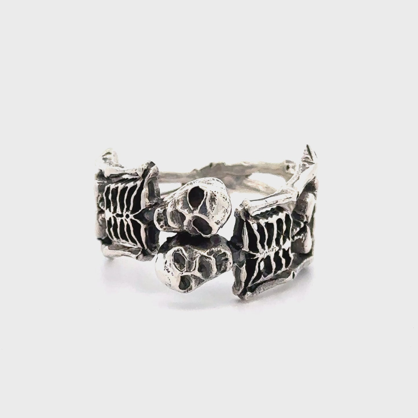 
                  
                    Load and play video in Gallery viewer, Sterling Silver Skeleton Ring
                  
                