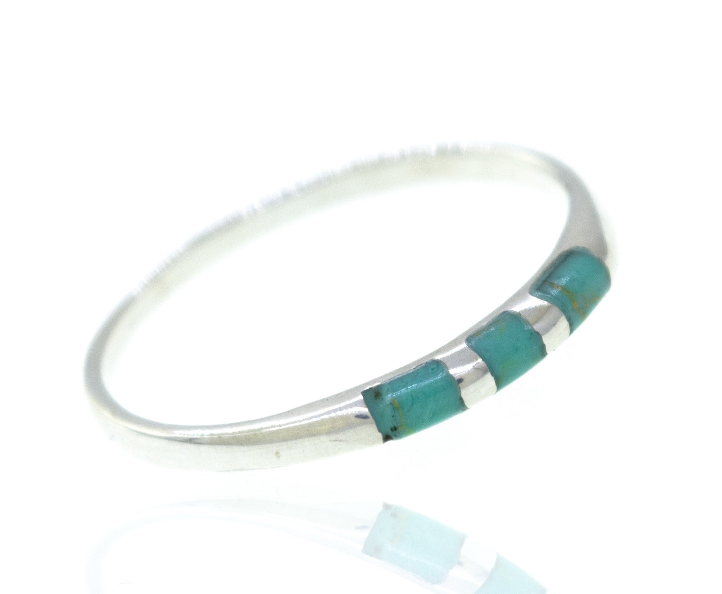 A Striped Turquoise Ring made of .925 silver.