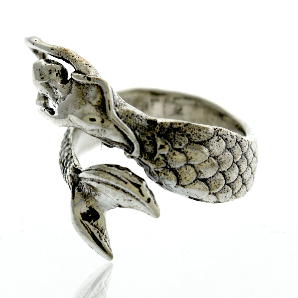 
                  
                    A Sterling Silver Adjustable Mermaid Ring on a white background.
                  
                