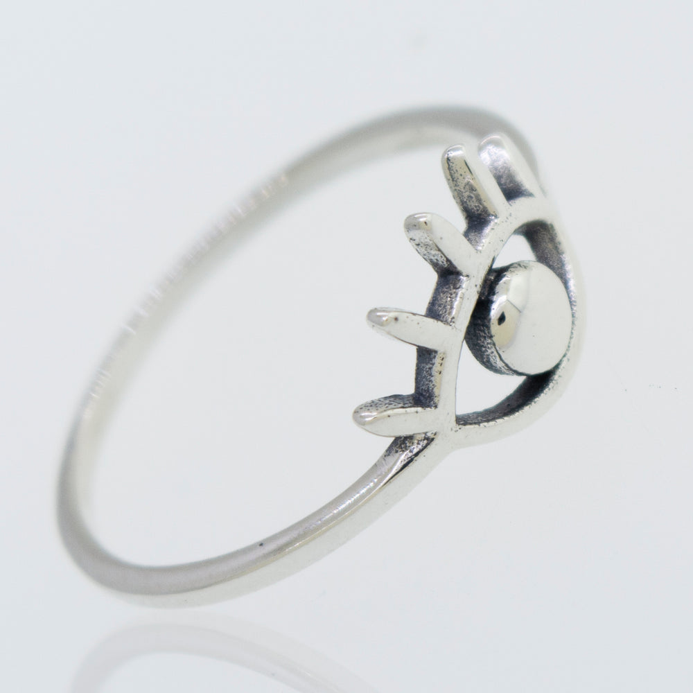 
                  
                    A minimalist All Seeing Evil Eye Ring in sterling silver.
                  
                