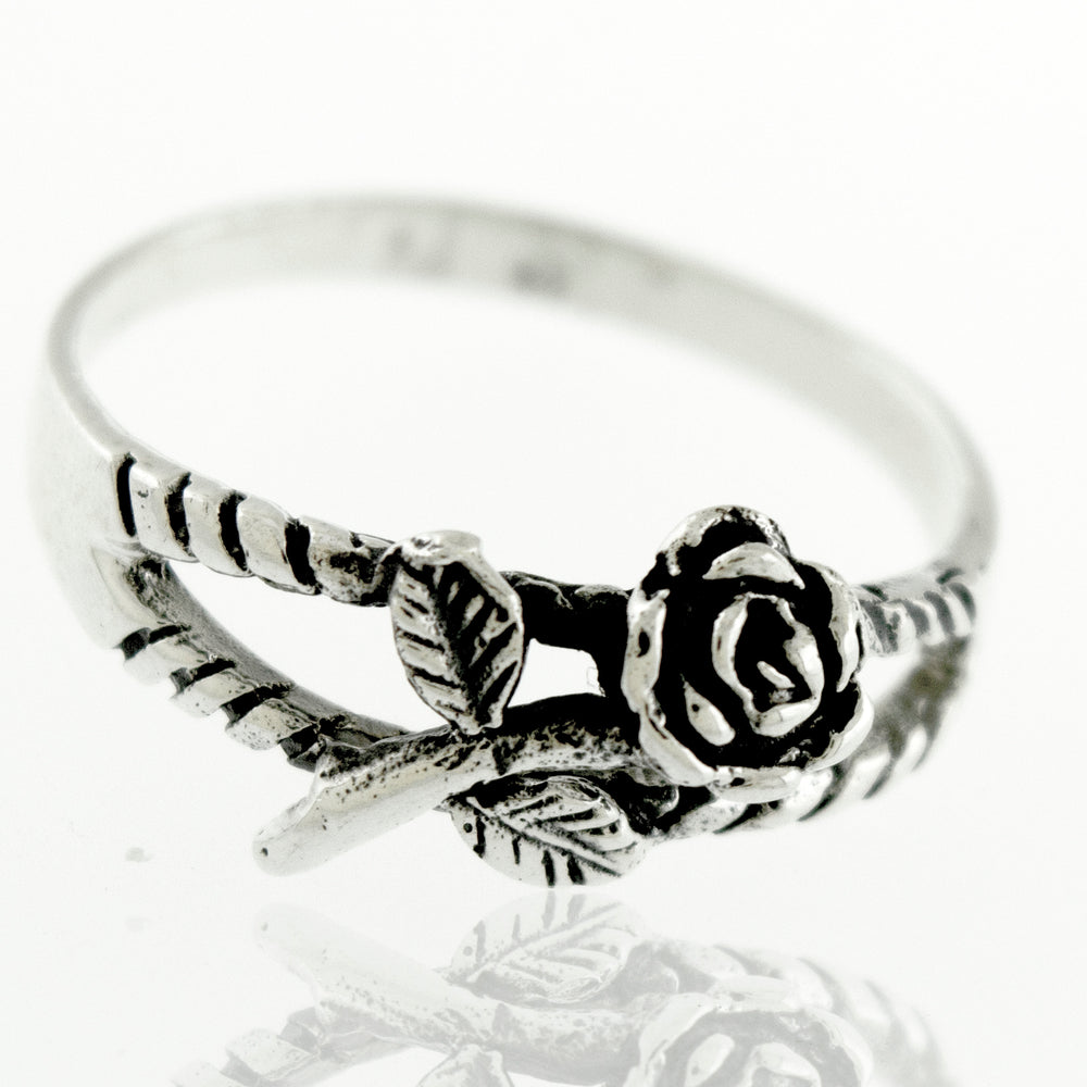 A Sterling Silver Rose Ring
