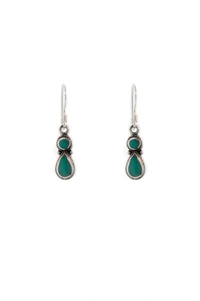 Turquoise earrings with circle and teardrop design by Super Silver.