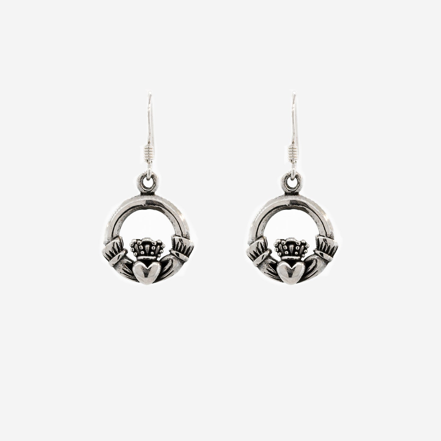 
                  
                    Super Silver Claddagh earrings.
                  
                