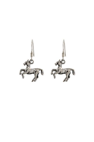 
                  
                    A pair of Super Silver horse earrings on a white background, perfect for horse lovers.
                  
                