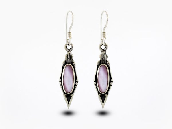 Elegant Pink Mother of Pearl Earrings with Oval Stone