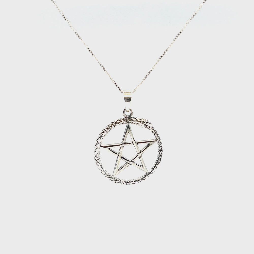 
                  
                    Load and play video in Gallery viewer, Pentagram Pendant with Encircling Snake Ouroboros
                  
                