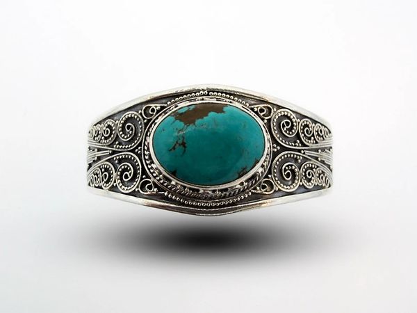A Genuine Turquoise Bali Cuff Bracelet from Super Silver.