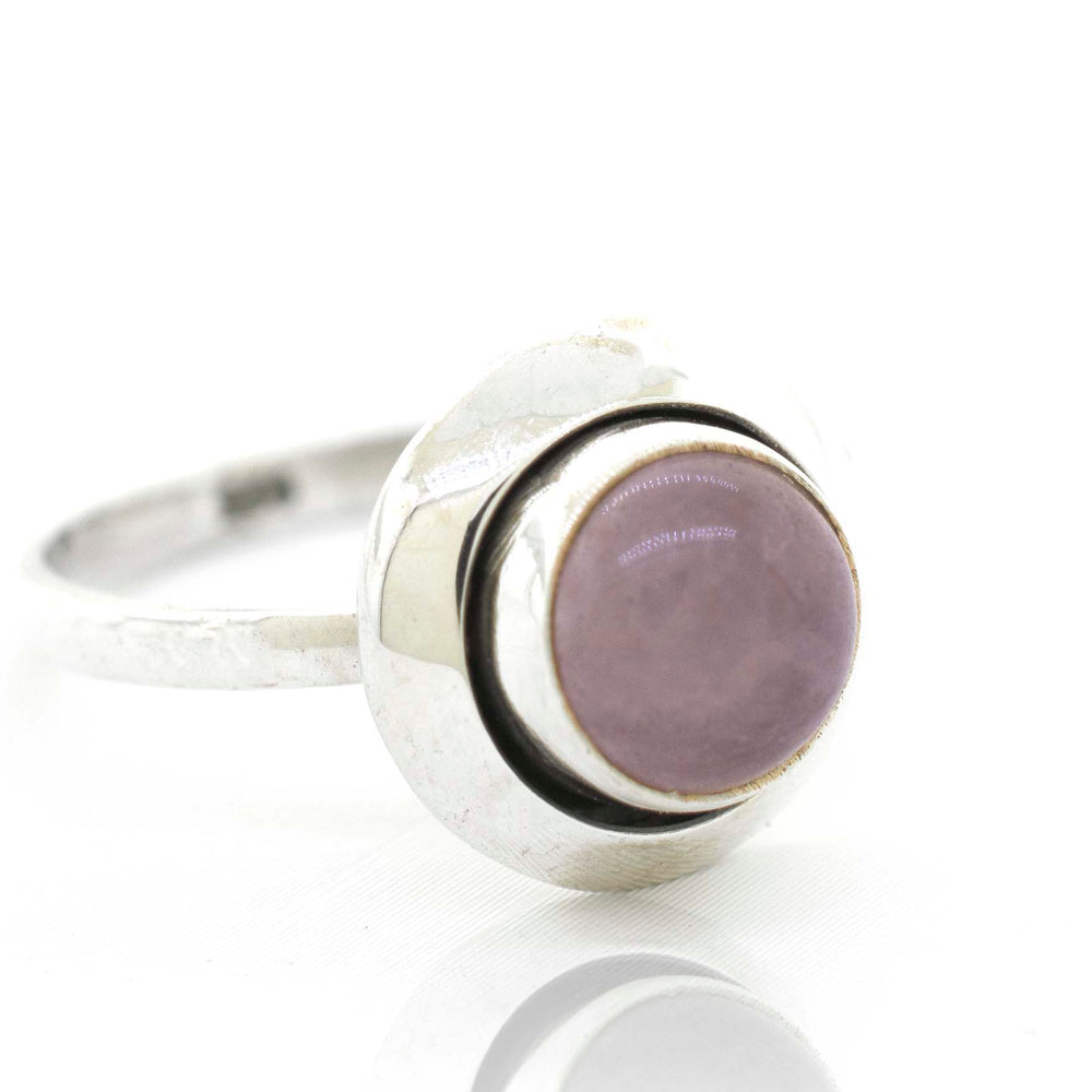
                  
                    A Super Silver Round Gemstone Ring With Oxidized Outline.
                  
                