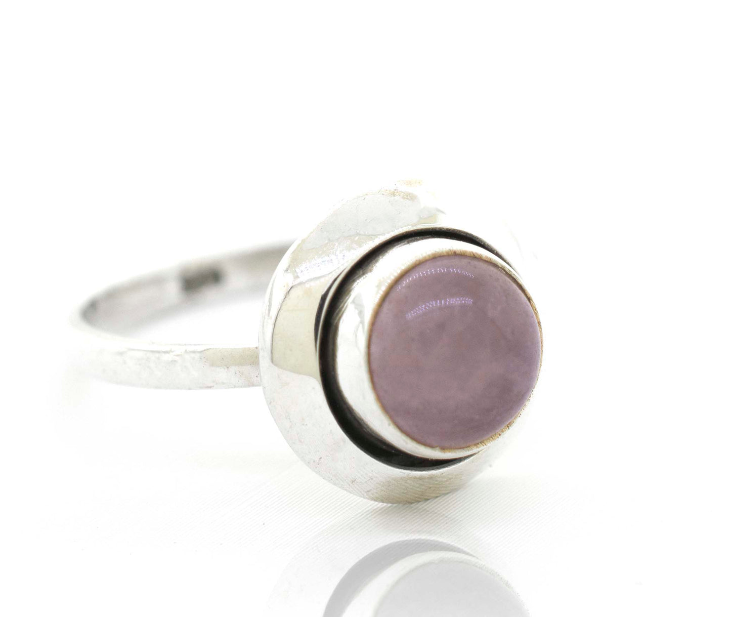 
                  
                    A Super Silver Round Gemstone Ring With Oxidized Outline.
                  
                