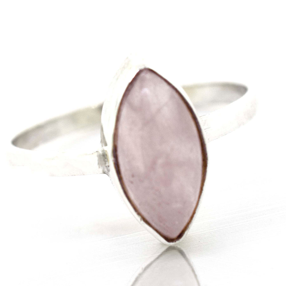 
                  
                    A Super Silver Simple Marquise Shaped Gemstone Ring with a pink gemstone.
                  
                