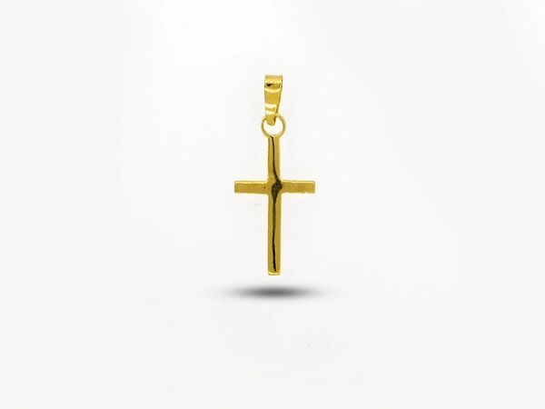 A Small Cross Charm with Gold Overlay pendant on a white background by Super Silver.