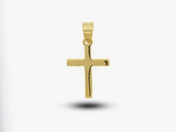 A Super Silver Cross Charm with a Gold Overlay pendant on a white background, featuring a 14k Gold Overlay.