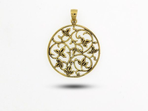 A Vines and Leaves Charm with Gold Overlay pendant designed by Super Silver.