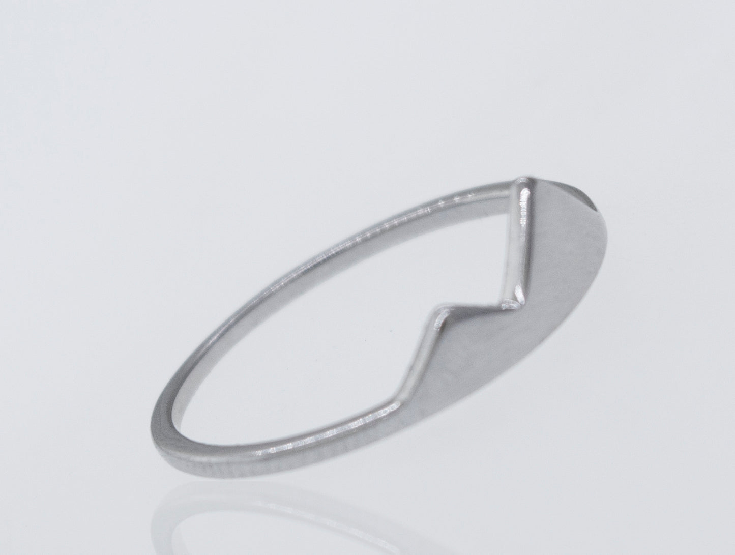 A Super Silver Mountain Ring with a curved shape, made of sterling silver.