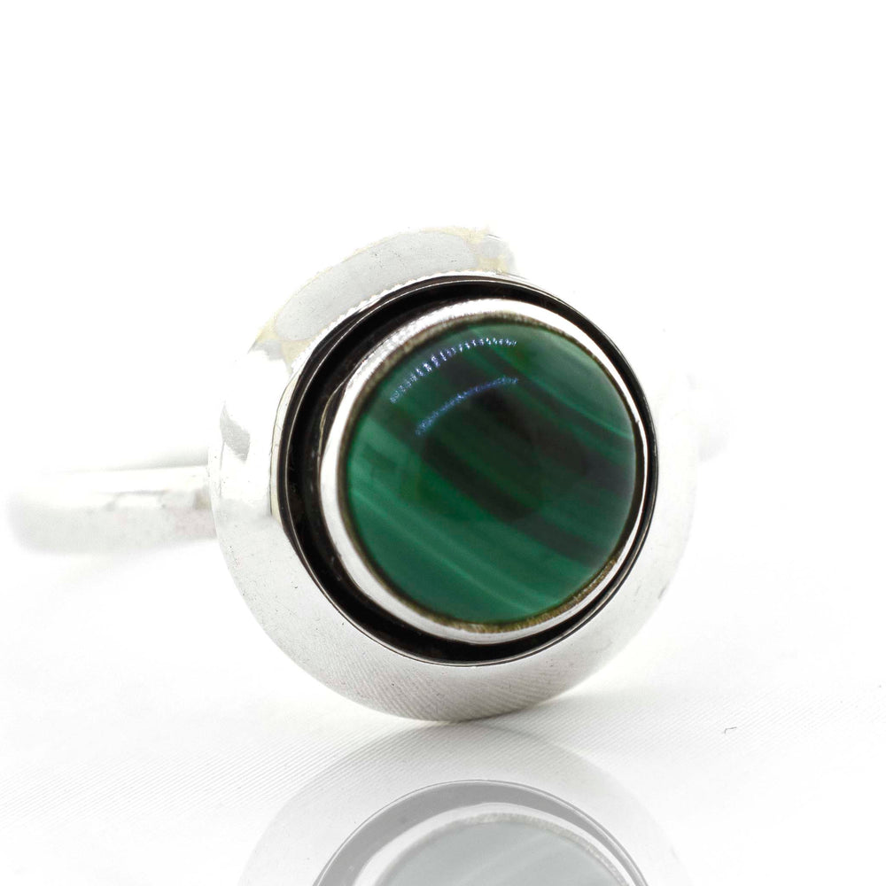 
                  
                    A Round Gemstone Ring With Oxidized Outline by Super Silver, featuring a minimalist design.
                  
                