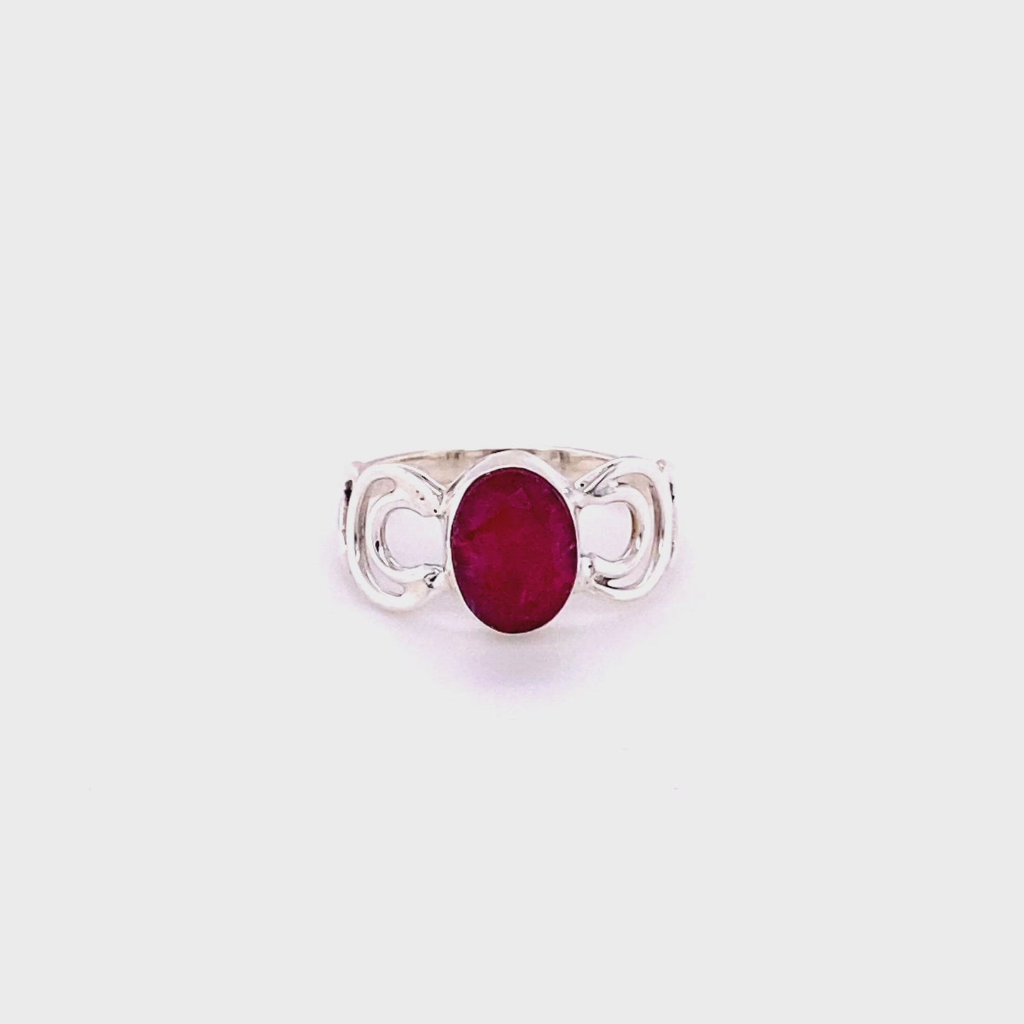 
                  
                    Load and play video in Gallery viewer, Oval Gemstone Ring with Moon Design
                  
                