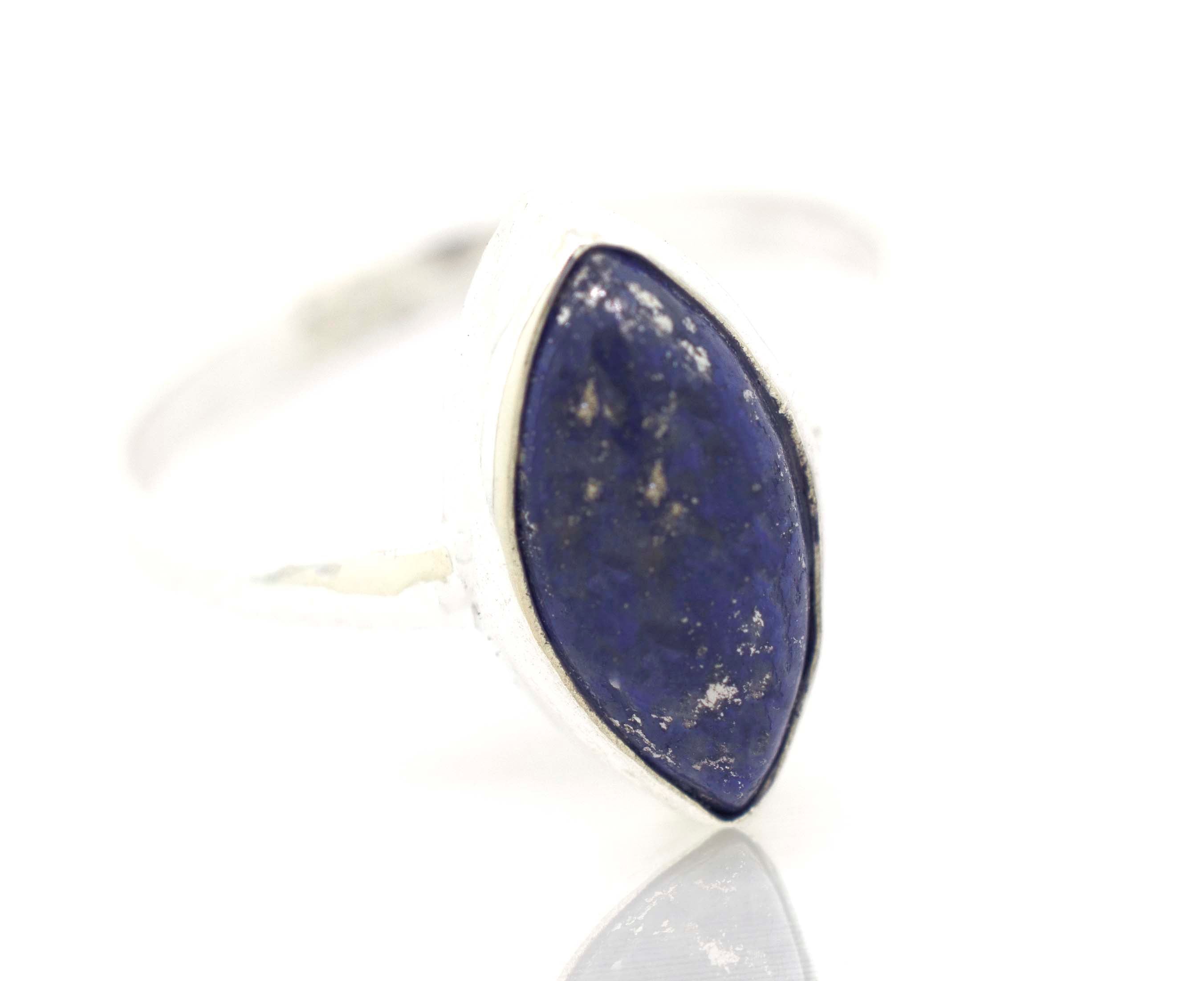 A Simple Marquise Shaped Gemstone Ring with a gemstone by Super Silver.