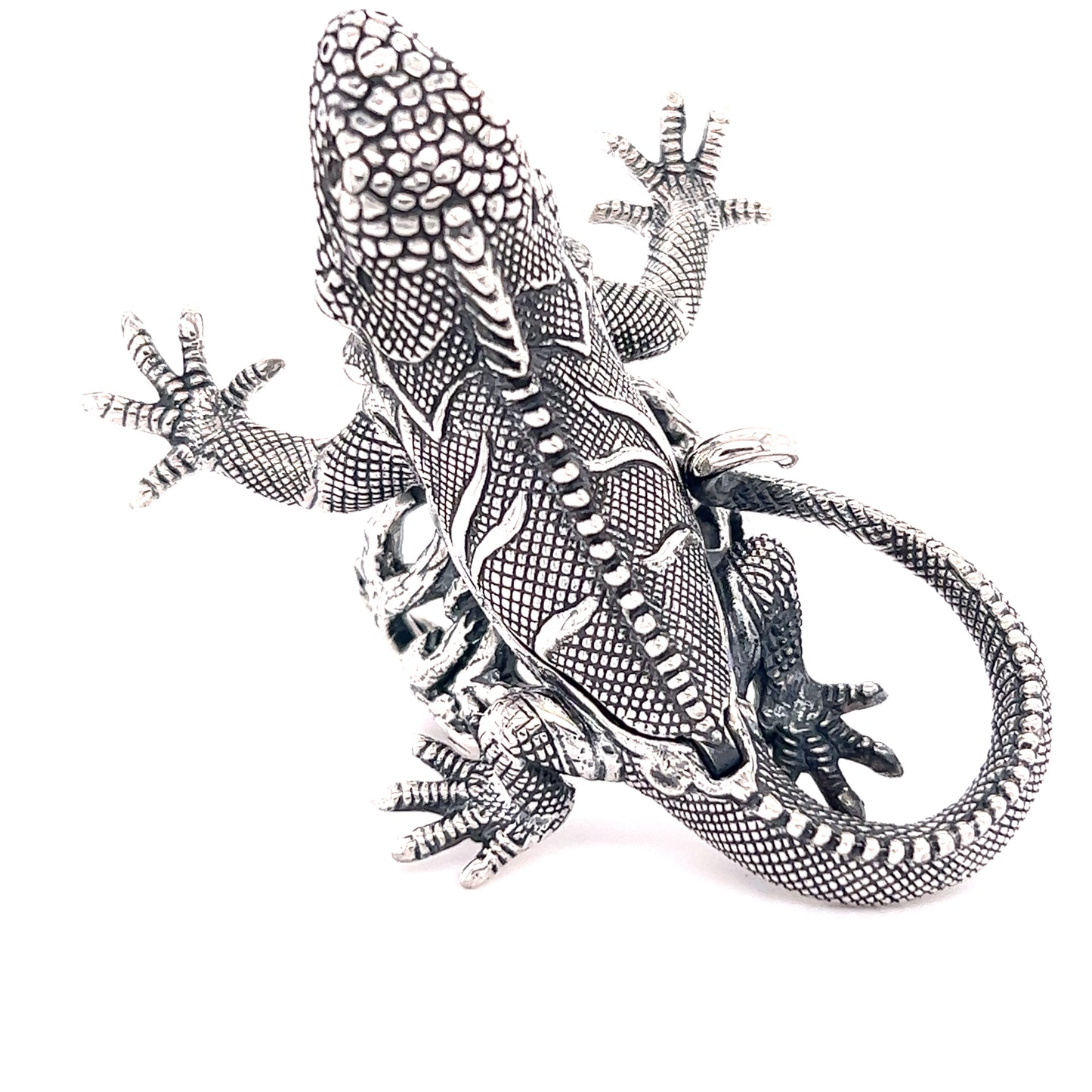 
                  
                    An artisan Handcrafted Iguana Ring on a white background.
                  
                