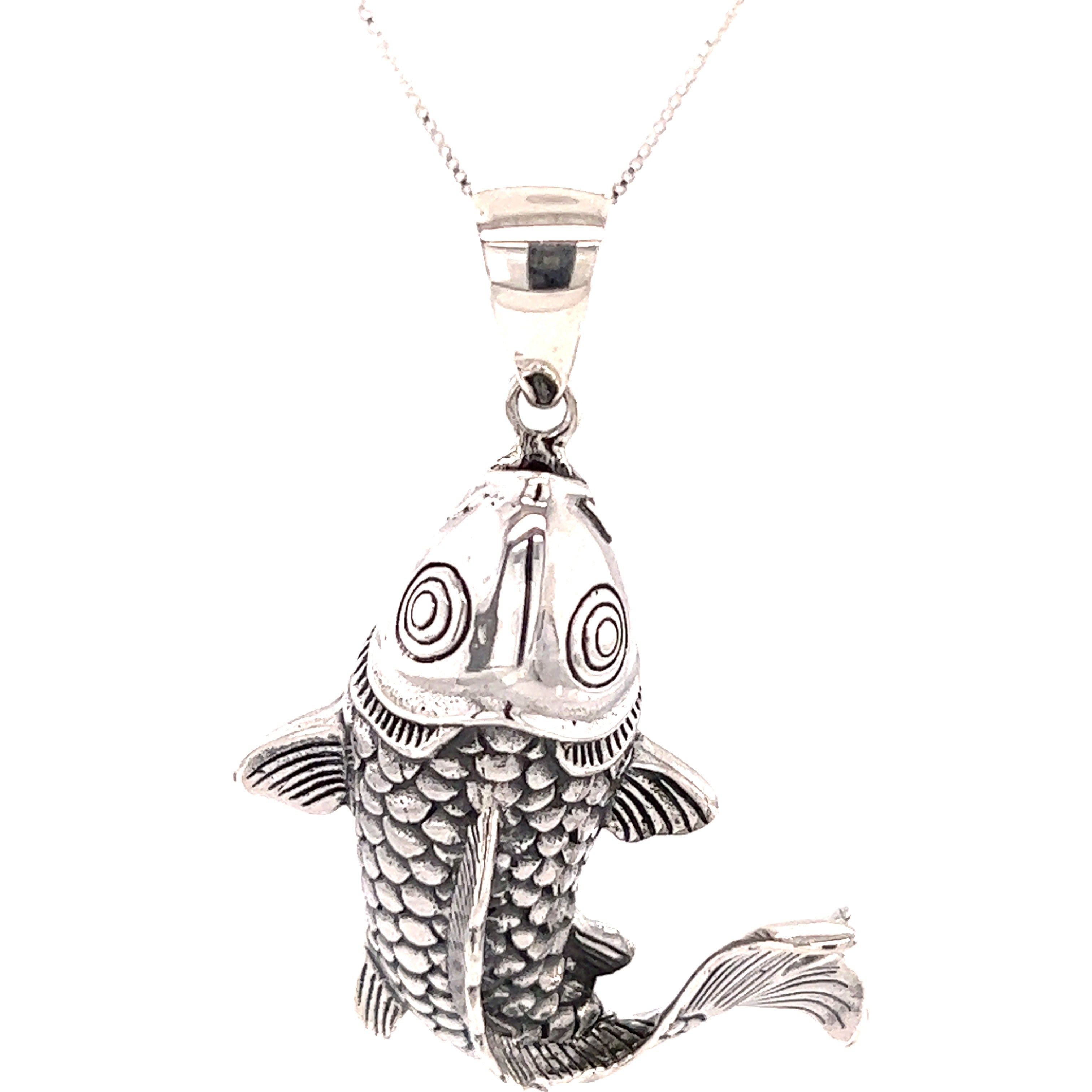 Garnet and Bone Koi Fish Pendant Necklace from Java - Koi Pond | NOVICA